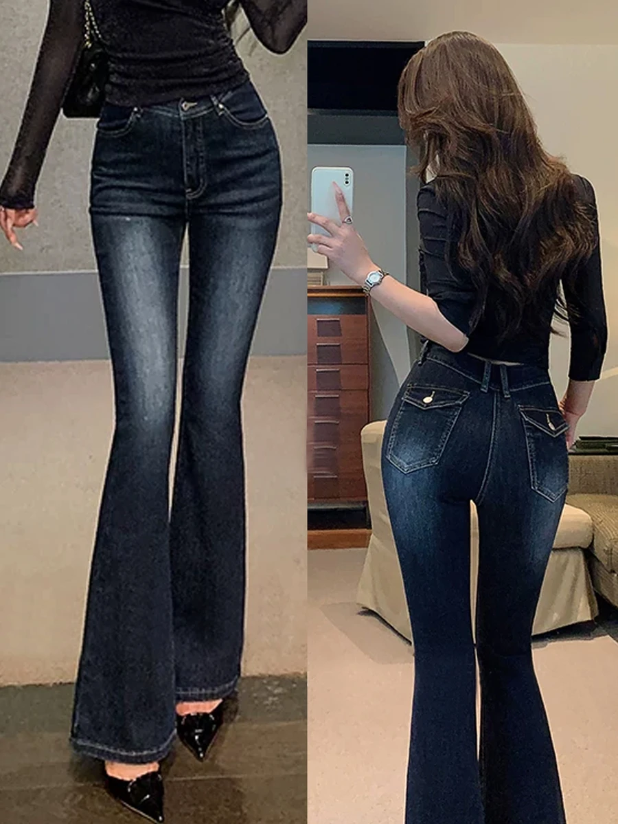 FRIFUL Women's Casual Streetwear Daily Travel Denim Jeans With Pockets And Buttons Night Out Dark Blue Summer - Blue - View 1