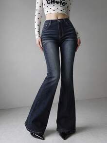 FRIFUL Women's Casual Streetwear Daily Travel Denim Jeans With Pockets And Buttons Night Out Dark Blue Summer - Blue - View 3