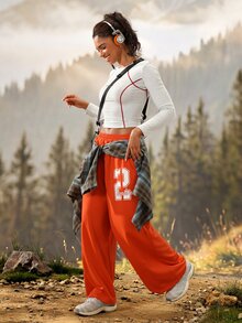 Exploreva Exploreva Women's Digital Print Casual Daily Outdoor Long Pants - Yellow - View 5