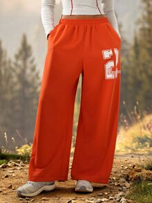 Exploreva Exploreva Women's Digital Print Casual Daily Outdoor Long Pants - Yellow - View 1