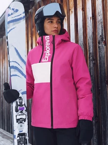 Modviera Women's Letter Pattern Casual Daily Outdoor Softshell Jacket - Pink - View 4