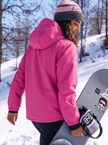 Modviera Women's Letter Pattern Casual Daily Outdoor Softshell Jacket - Pink - View 2