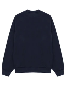 DAZY Men's Autumn Letter Embroidered Pullover Sweatshirt - Navy Blue - View 3