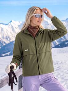 In My Nature Women's Outdoor Zipper Long Sleeve Pocket Jacket Sportswear Hiking Trekking Camping Skiing, For Fall Winter - Army Green - View 5