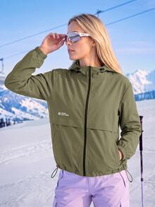 In My Nature Women's Outdoor Zipper Long Sleeve Pocket Jacket Sportswear Hiking Trekking Camping Skiing, For Fall Winter - Army Green - View 3