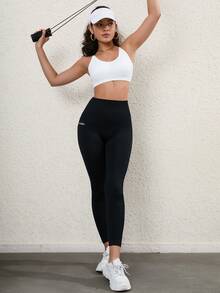 Modviera Legging Olahraga Huruf - Hitam - View 3