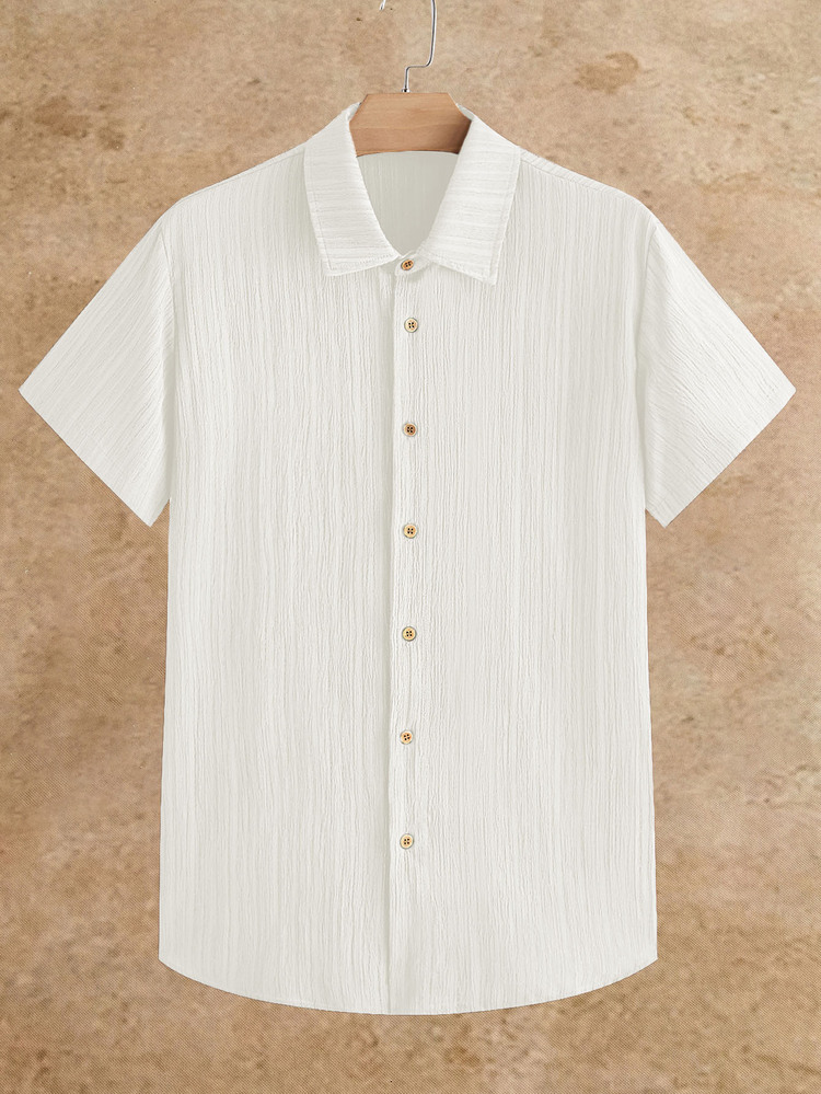 HIMLAND Men's Shirt, Short Sleeve Button Down, Textured Shirt, Crinkle Fabric, Summer Casual Top, Resort Wear, Camp Collar, Old Money Aesthetic, Streetwear - Multicolor - View 9