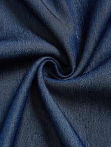 Elenzga Premium Navy Blue High-Waisted Wide-Leg Pants For Women, Draped Design, Flattering Slimming Fit, Button-Down Detail, Loose Fit Denim Effect Long Trousers - Dark Wash - View 8