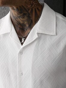SLATEMANN Men's Single-Breasted Casual Commuter Short Sleeve Shirt - White - View 6