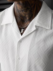 SLATEMANN Men's Single-Breasted Casual Commuter Short Sleeve Shirt - White - View 5