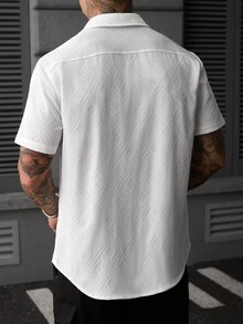 SLATEMANN Men's Single-Breasted Casual Commuter Short Sleeve Shirt - White - View 2