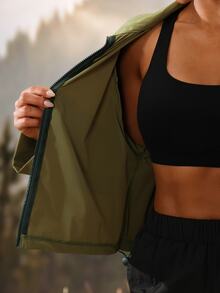 Modviera Women's Outdoor Drawstring Hem Sun Protection Jacket - Dark Green - View 3