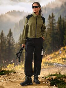 Modviera Women's Outdoor Drawstring Hem Sun Protection Jacket - Dark Green - View 5