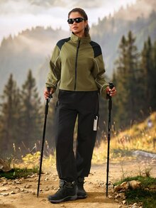 Modviera Women's Outdoor Drawstring Hem Sun Protection Jacket - Dark Green - View 6