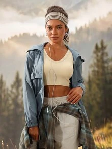 Exploreva Exploreva Zip Up Hooded Sun-Proof Jacket - Dusty Blue - View 5