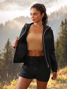 Modviera Women's Outdoor Rain Jacket With Hood - Black - View 4