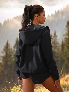 Modviera Women's Outdoor Rain Jacket With Hood - Black - View 2