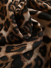 Velvienne 2026 New Plus Size Leopard Print Women's Blouse And Suede Bodycon Skirt Casual Daily Business 2 Pieces Set Fall - Brown - View 5