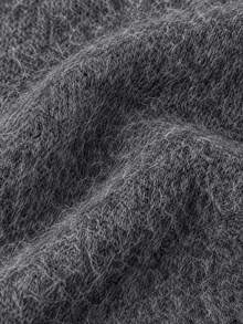 EURMUSE Plus Size Women Round Neck Brushed Yarn Soft Touch Cozy Warm Winter Sweater - Dark Grey - View 9