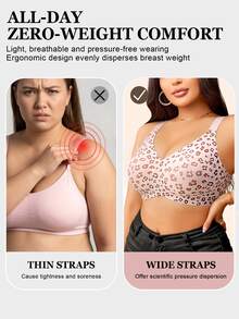 SHEIN Bra Push-Up Tanpa Kawat dengan Cup Cetak, Tanpa Jahitan, dan Strip Jelly untuk Wanita Ukuran Plus - Dusty Pink - View 8