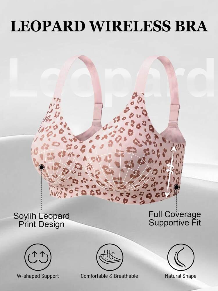 SHEIN Bra Push-Up Tanpa Kawat dengan Cup Cetak, Tanpa Jahitan, dan Strip Jelly untuk Wanita Ukuran Plus - Dusty Pink - View 6