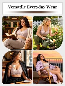 SHEIN Bra Push-Up Tanpa Kawat dengan Cup Cetak, Tanpa Jahitan, dan Strip Jelly untuk Wanita Ukuran Plus - Dusty Pink - View 9