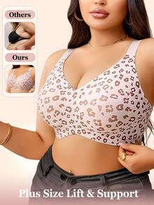 SHEIN Bra Push-Up Tanpa Kawat dengan Cup Cetak, Tanpa Jahitan, dan Strip Jelly untuk Wanita Ukuran Plus - Dusty Pink - View 5