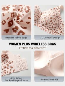 SHEIN Bra Push-Up Tanpa Kawat dengan Cup Cetak, Tanpa Jahitan, dan Strip Jelly untuk Wanita Ukuran Plus - Dusty Pink - View 6