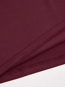 Poshavie Poshavie Gaun Panjang Minimalis Seksi Elegan untuk Wanita Ukuran Plus, Desain Bahu Asimetris Berkerut, Pas Badan Elastis, Melangsingkan, Warna Burgundy Malam Musim Gugur - Burgundy - View 7
