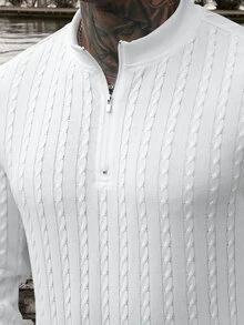 Manfinity CasualCool 男士純色休閒百搭日常穿著 Polo 衫 辦公商務 白色 秋季 老錢風 - 白色 - 查看 4