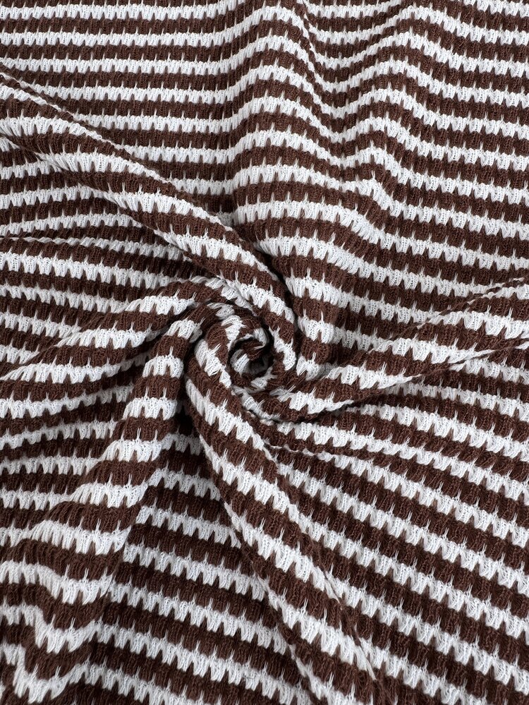 Easowa Women's Crew Neck Back Tie Bow Contrast Trim Pullover Sweatshirt, Striped Textured Fabric, Casual Cute Relaxed Elegant Commuter, White And Brown - Multicolor - View 7