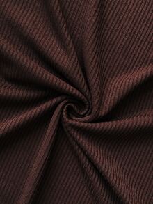 GlowEve CURVE Women's Plus Size Knitted Ribbed Colorblock A-Line Brown Dress, Elegant Casual Daily Home Office Romantic Party Autumn/Winter - Multicolor - View 6