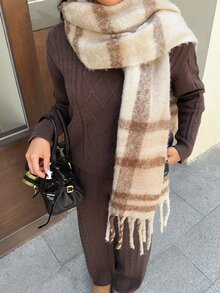 Autumina Women's Autumn/Winter Lazy Fashion Vintage Casual Daily Home Commute Sweater 2 Pieces Set - Brown - View 4