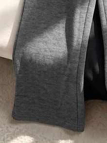 SHEIN Elladie kids 2件純色口袋荷葉邊針織長褲，休閒秋冬褲裝 - 彩色 - 查看 5