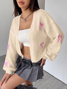 SHEIN Unity 女款蝴蝶結圖案休閒日常開襟衫 - 彩色 - 查看 7