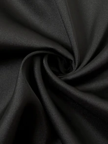 Vionelle Gaun Kemeja Berlipit dengan Patchwork Jala Renda Ukuran Besar, Gaun Pesta Modern Lengan Panjang Leher Bulat Warna Polos untuk Musim Gugur - Hitam - View 9