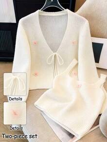 GlowEve CURVE Set Sweater Lengan Panjang Leher V Elegan Ukuran Plus untuk Musim Dingin - Putih - View 1