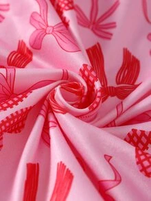 Tween Girl Allover Bow Print Pajamas Set - Pink - View 6