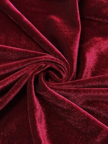 SHEIN LUNE CURVE Fashionable Elegant Off-Shoulder Burgundy Party Slit Long Velvet Dress Winter - Burgundy - View 5