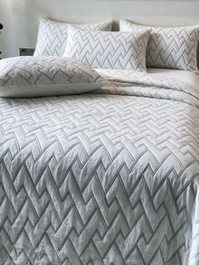 Made In Turkey Bedspread Set With Pillowcases Soft Touch Bed Cover 230*240 - Light Grey - View 4