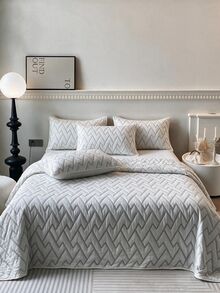 Made In Turkey Bedspread Set With Pillowcases Soft Touch Bed Cover 230*240 - Light Grey - View 2