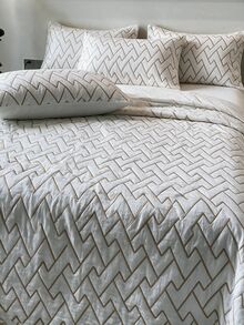 Made In Turkey Bedspread Set With Pillowcases Soft Touch Bed Cover 230*240 - Creamy White - View 4