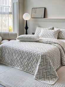 Made In Turkey Bedspread Set With Pillowcases Soft Touch Bed Cover 230*240 - Creamy White - View 3