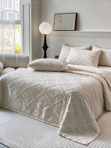 Made In Turkey Bedspread Set With Pillowcases Soft Touch Bed Cover - Beige - View 4