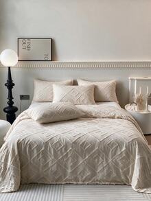 Made In Turkey Bedspread Set With Pillowcases Soft Touch Bed Cover - Beige - View 5