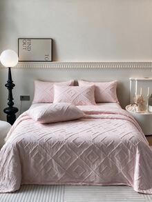 Made In Turkey Bedspread Set With Pillowcases Soft Touch Bed Cover - Pink - View 2
