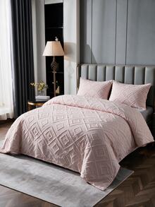 Made In Turkey Bedspread Set With Pillowcases Soft Touch Bed Cover - Pink - View 5