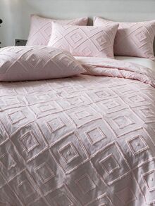 Made In Turkey Bedspread Set With Pillowcases Soft Touch Bed Cover - Pink - View 3