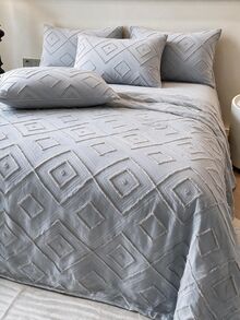 Made In Turkey Bedspread Set With Pillowcases Soft Touch Bed Cover - Light Grey - View 2