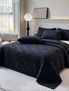 Made In Turkey Bedspread Set With Pillowcases Soft Touch Bed Cover - Black - View 3